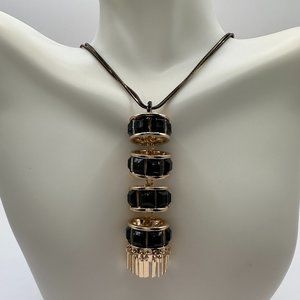Christian Siriano Long Rhinestone Necklace Black